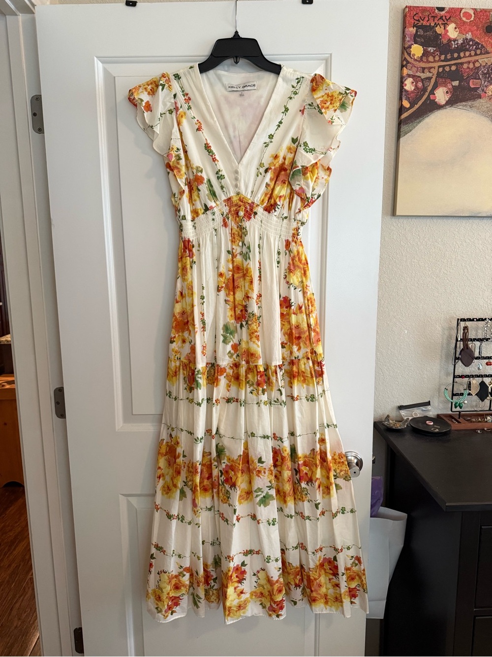 White Maxi Dress w/ Floral Print